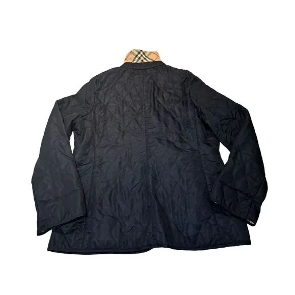 BURBERRY London Navy Blue Quilted Check Lined Jacket